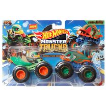Carrinhos Hot Wheels Monster Trucks Duck N Roll vs Piran Ahhhh 1:64 - Mattel