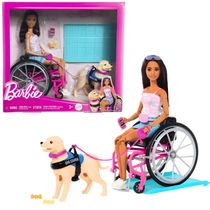 Boneca Barbie Cadeira de Rodas c/ Cão de Serviço - Mattel
