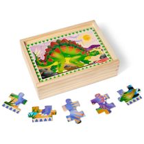 Quebra Cabeça Infantil de Madeira 4 em 1 , Tema Dinossauros com Caixa de Armazenamento e 48 Peças, Melissa & Doug