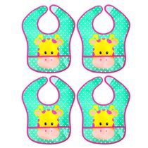 Kit com 4 Babadores de Girafinha Infantil para Meninas Buba