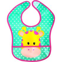 Babador Infantil Baby Estampa Girafa com Bolso Pega Migalhas Buba