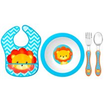 Kit Alimentação Girafa Prato Bowl Talheres Babador Infantil