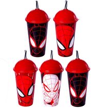 Kit De Copos P/festa Do Homem Aranha Shake Com Canudo -6 Und