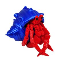 Caranguejo Eremita Paguro Articulado Impressão 3d Decoração Brinquedo Azul e Vermelho