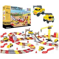 Playset STEM Pista de Corrida Construção com 251 Peças e Carros Iluminados LED, USA Toyz, Amarelo