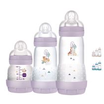 Kit 3 Mamadeiras Anticólica Mam 130ml, 260ml e 330ml Trio Easy Start Cor:Rosa Lilás