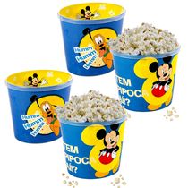 4 Potes para Pipoca Infantil do Mickey Balde Original 2 Litros