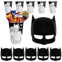 Kit com 5 Máscaras de Brinquedo e 5 Copos Batman Lembrança Decoração Tema Festa