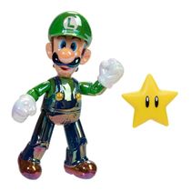 Boneco Star Power Luigi 10cm Super Mario Com Super Estrela