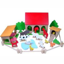 Conjunto Fazenda com Animais e Acessórios - Madeira - Multicolorido - Bem Infantil