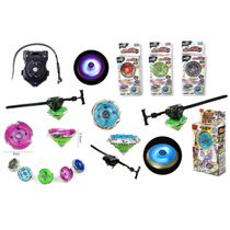 Kit 7 Beyblade LED Light Metal Luz Som + 7 Lançador Beyblade Barato