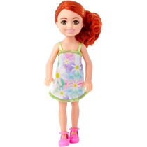 Boneca Barbie Família - Chelsea Club - Menina Ruiva Vestido Margaridas Hny56