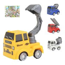 Kit 4 Carrinho De Ficção  Com Mapa De Cidade Truck Colorido