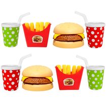 Kit Lanchonete Comidinha Combo X-burguer Batatinha Refrigerante de Brinquedo 8 pçs