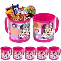 Kit 5 Canecas Minnie Rosa 360ml Copo Festa Infantil Lembrança Sacolinha Surpresa