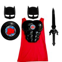 Fantasia do Batman 2 Máscaras Espada Peitoral Capa Escudo Brinquedo Infantil