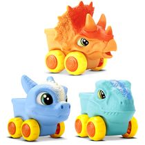 Coleção 3 Carrinhos de Dinossauro Roda Livre Brinquedo Banho para Bebês Bambola