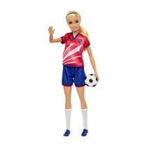 Boneca - Barbie Profissoes - Jogadora de Futebol - Camisa Vermelha - Mattel