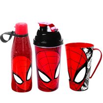 Coleção do Homem Aranha Infantil Caneca 500ml Garrafa Abre Fácil e Shakeira Plasútil