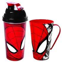 Kit Caneca Spider-Man + Shakeira Misturador do Homem Aranha Plasútil