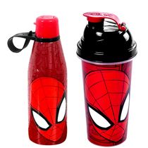 Kit Homem Aranha Garrafa Hidratação + Copo Shake Academia Esportes