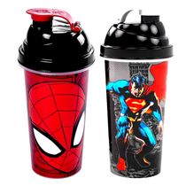 Copo Shakeira Aranha e Super Homem 580ml Plasútil para Esportes Academia Original