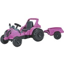 Trator Eletrico Biemme Big Valtra 12V com Caçamba Pink Rosa