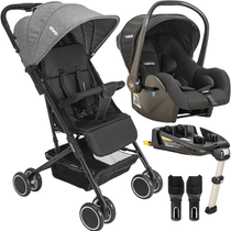 Carrinho com Bebe Conforto Base ISOFIX Kiddo Mascote Grafite