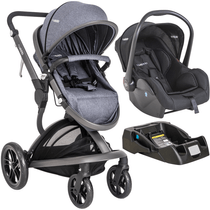 Carrinho de Bebe com Bebe Conforto e Base Kiddo Quantum Azul