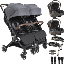 Carrinho Gemeos 2 Bebe Conforto 2 ISOFIX Kiddo Sprint Grafite