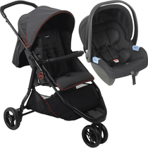 Carrinho de Bebe com Bebe Conforto Burigotto CR3 Gray Red