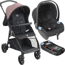 Carrinho de Bebe com Bebe Conforto e Base Burigotto Lui Rose