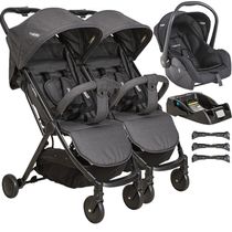 Carrinho de Gemeos Bebe Conforto Base Kiddo Road Melange Preto