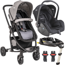 Carrinho com Bebe Conforto Base Isofix Kiddo Prima Grafite