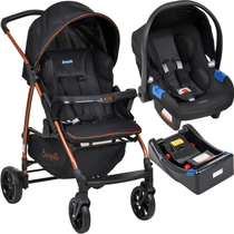 Carrinho Passeio Bebe Conforto Base Burigotto Ecco Preto Cobre