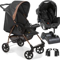 Carrinho com Bebe Conforto e Base Galzerano Romano Preto Cobre