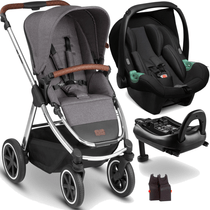 Carrinho com Bebe Conforto Base ISOFIX ABC Design Samba Asphalt