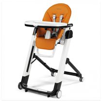 Cadeira de Alimentação Cadeirão com Altura do Assento Ajustável e 4 Rodas, Peg Perego, Laranja