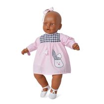 Boneca Meu Bebê Negra Vestido Rosa Quadriculado Estrela 1001003000060