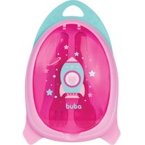 Kit Refeição Com Talher Foguete Rosa Buba 13515