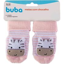 Meias Antiderrapantes Com Chocalho Zebrinha Rosa Buba 12731