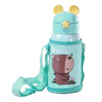 Garrafa Térmica Infantil com Suporte Verde Turquesa Urso