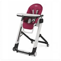 Cadeira de Alimentação Cadeirão com Altura do Assento Ajustável e 4 Rodas, Peg Perego, Rosa Escuro