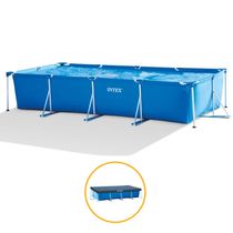 Piscina Estrutural Retangular 7.127 Litros Com Capa Pvc Armação Intex