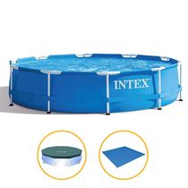 Piscina 6.503 Litros Estrutural Armação Com Capa e Forro intex