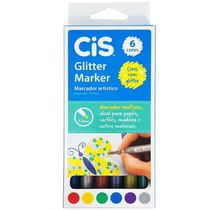 Marcador Artístico Glitter Marker  1.0mm C/ 6 cores - Cis -