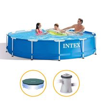 Piscina Intex 4.485 Litros Estrutural Azul Capa Bomba Filtrante 220v