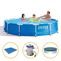 Piscina Intex 4.485 Litros Estrutural Azul Capa Bomba Filtrante 110v Forro