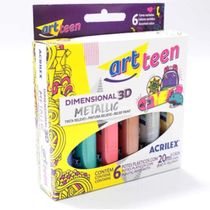 Tinta Dimensional Metálica 6 cores - Acrilex -