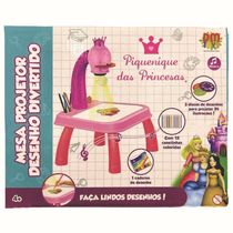 Conjunto Mesa Projetor Rosa Piquenique das Princesas DM Toys